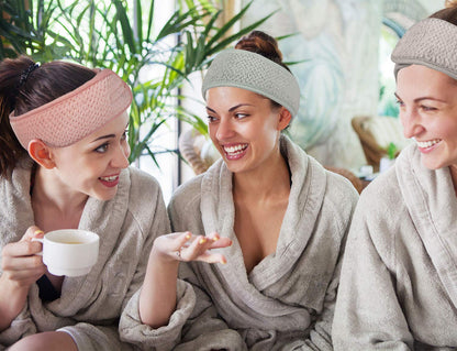 Whaline 4 Pack Spa Facial Headband, Pea Green, Pink, Beige, Light Gray | Makeup Hair Wrap, Adjustable Hair Band, Soft Towel Head Band, for Face Washing, Shower Sports Yoga