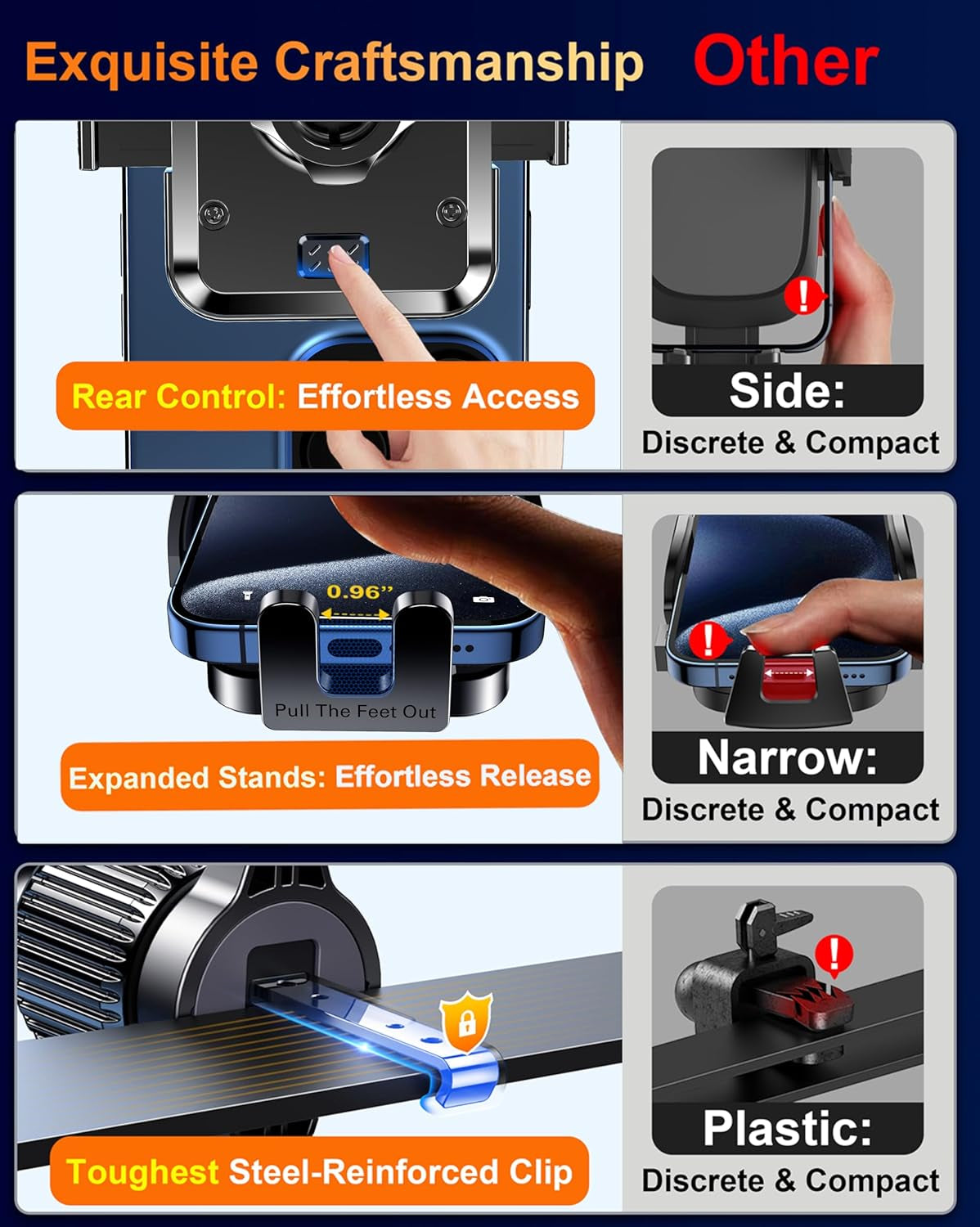 Dash Mounted Holders Phone Holders for Your Car Phone Mount for Car Windshield Dashboard Air Vent Universal Hands Free Automobile Cell Phone Holder Fit for Iphone Smartphone