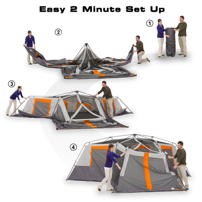 Ozark Trail 20' X 18' 12-Person 3-Room Instant Cabin Tent with Screen Room, 56.5 Lbs