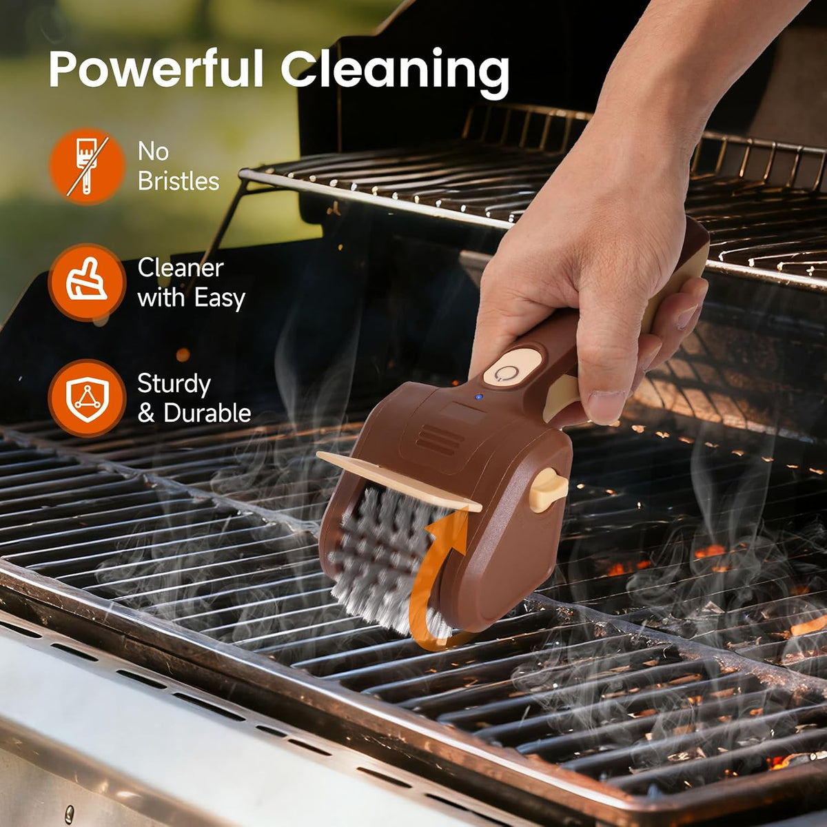 Electric Grill Brush, Cordless Rechargeable BBQ Cleaner with 700 RPM Power