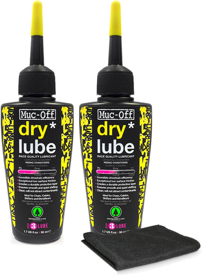 Muc-Off Bio Dry Bike Chain Lube with Microfiber Cloth | Wax-Based Formula for Smooth Gear Shifts | Creates Protective Layer and Reduces Friction