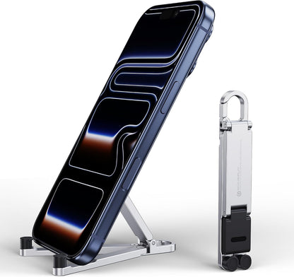 Mini Aluminum Foldable Phone Stand with Keychain – 180° Adjustable Desk Holder