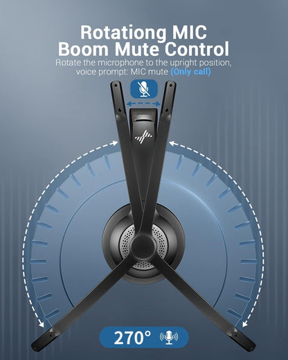 Wireless Headset with Mic for Work, Bluetooth V5.2 Headphones with AI Noise Cancelling Microphone, USB Dongle, Clear Calls & Mic Mute, for Laptop, PC, Iphone & Android Phones
