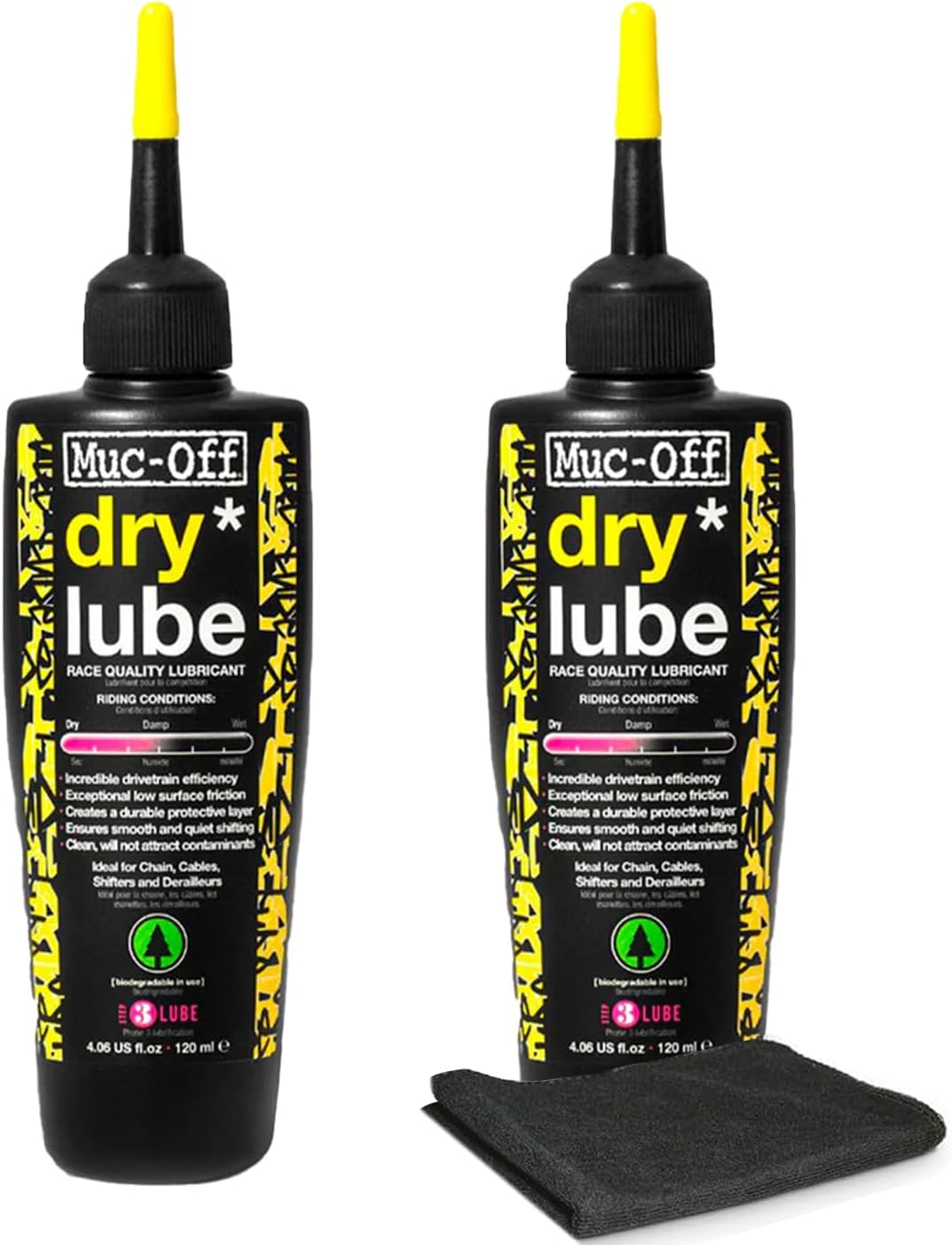 Muc-Off Bio Dry Bike Chain Lube with Microfiber Cloth | Wax-Based Formula for Smooth Gear Shifts | Creates Protective Layer and Reduces Friction