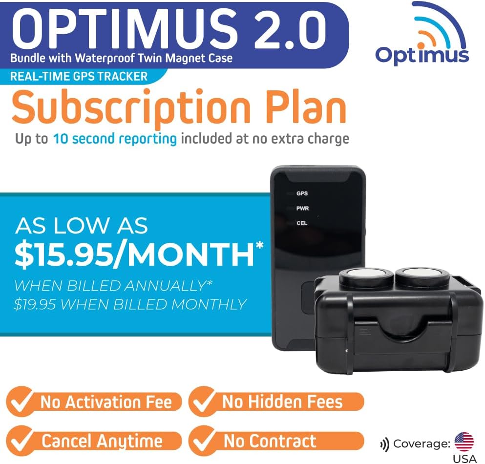 Optimus 2.0 GPS Tracker - Bundle with Twin Waterproof Magnet Case for Vehicles, Assets - 4G LTE - Real-Time GPS Tracking Device – Instant Alerts