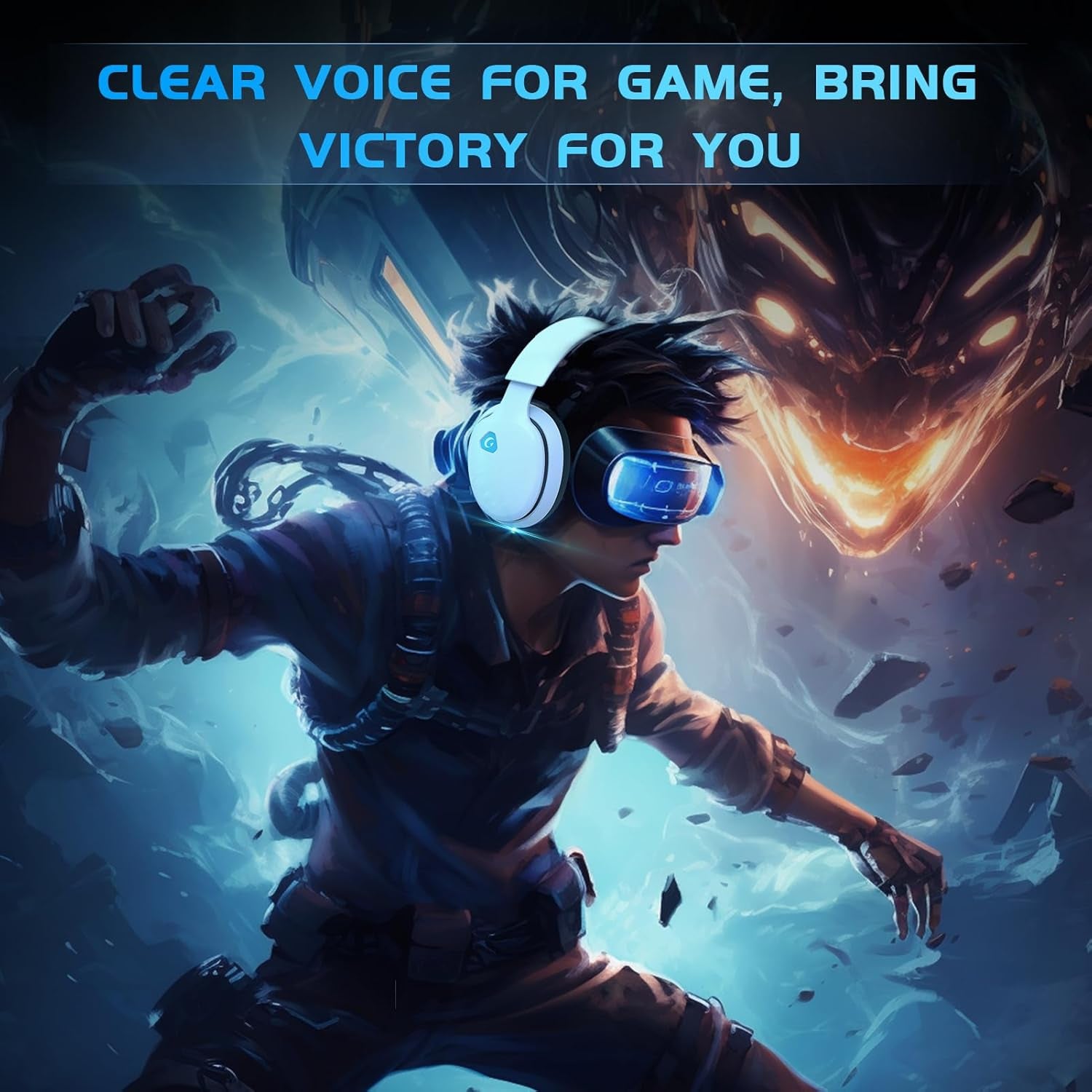 Gtheos 2.4Ghz Wireless Gaming Headset for PS5, PS4 Fortnite & Call of Duty/Fps Gamers, PC, Nintendo Switch, Bluetooth 5.3 Gaming Headphones with Noise Canceling Mic, Stereo Sound, 40+Hr Battery -White