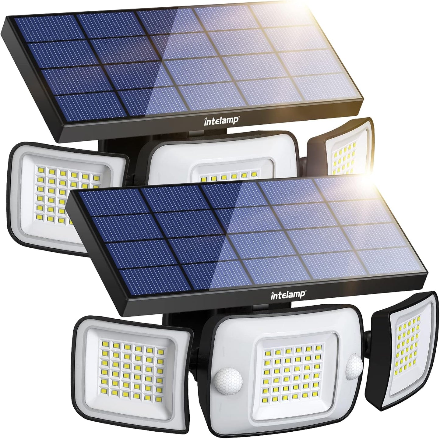 Intelamp Solar Outdoor Lights,6000Mah Motion Sensor with Dual Sensors,Waterproof Solar Flood Lights 270°Wide Angle for outside with 3 Modes