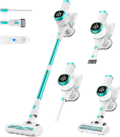 Tikom V500 Cordless Vacuum Cleaner for Home, 40000Pa/450W Stick Vacuum with LED Touch Screen, Charging Wall Dock, Anti-Tangle, Lightweight Handheld Vacuum for Pet Hair, Hard Floor, Carpet