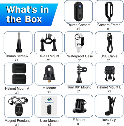 I3 4K Thumb Action Camera, Tiny Size, Mount Anywhere, Small Body Camera