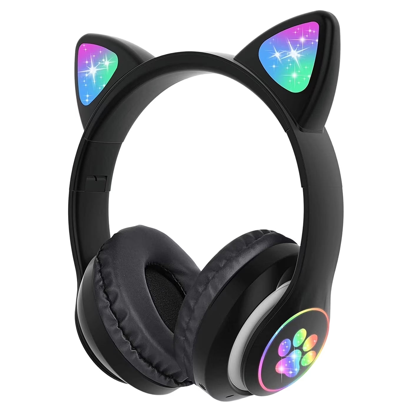 TCJJ Kids Headphones, Cat Ear Wireless Headphones, LED Light up Kids Bluetooth Headphones over on Ear W/Microphone for Phone