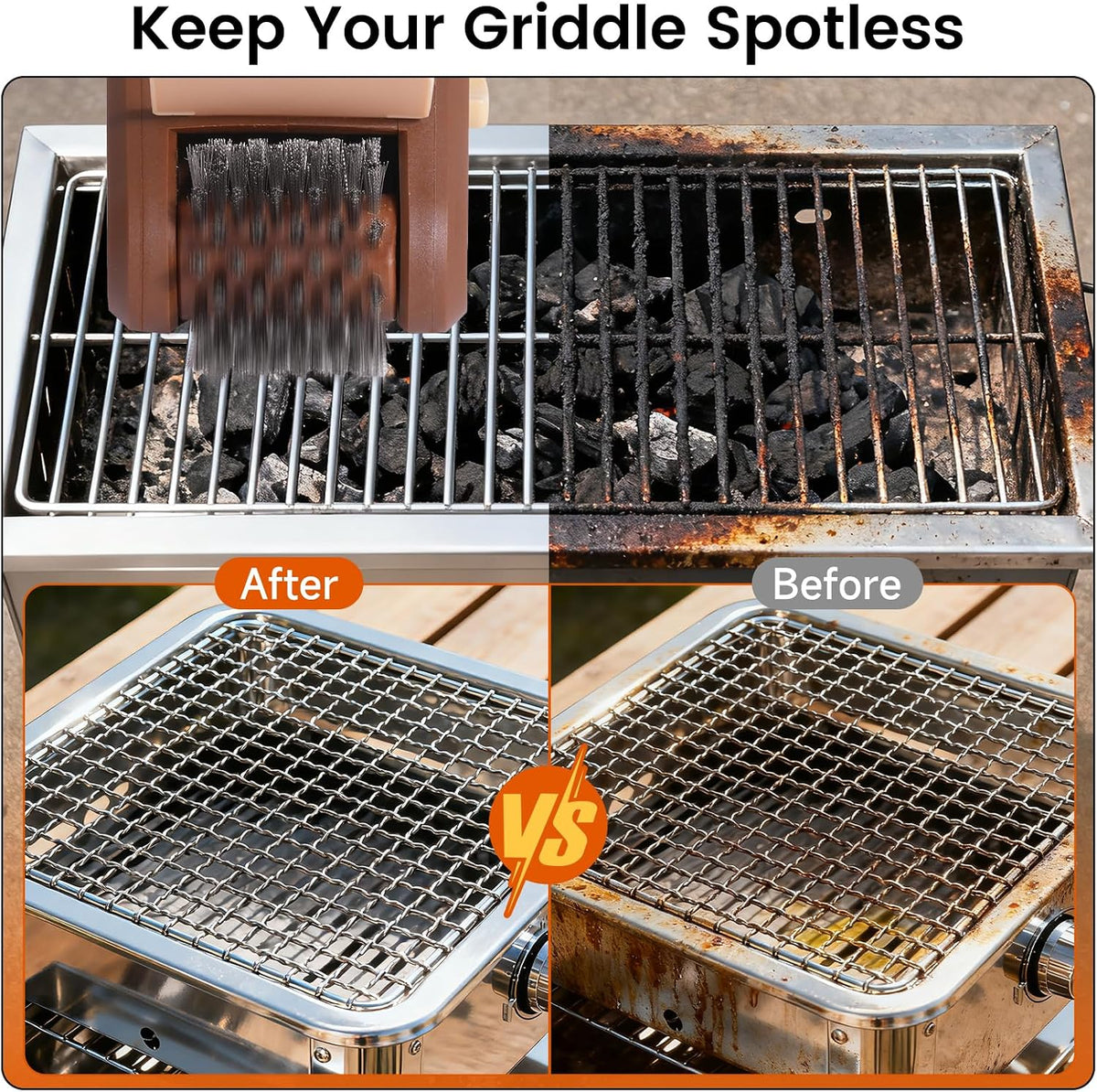 Electric Grill Brush, Cordless Rechargeable BBQ Cleaner with 700 RPM Power