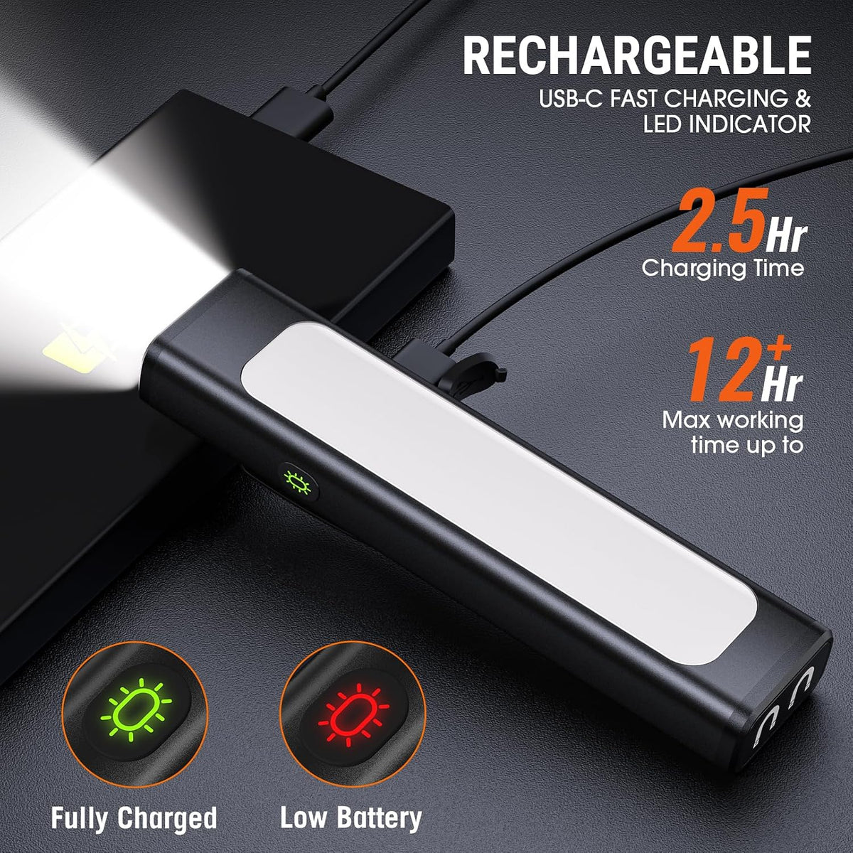 **Viral Vault 1200-Lumen Rechargeable EDC Flashlight — 9 Lighting Modes, Magnetic Base & USB-C Charging**