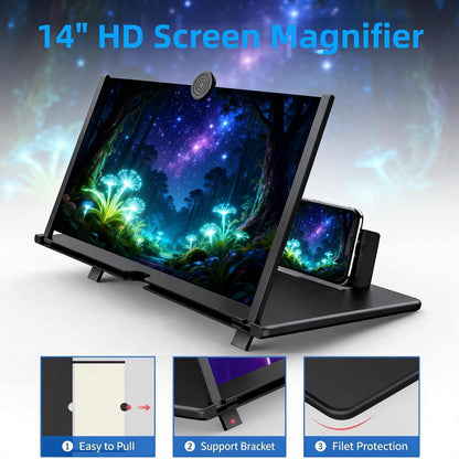16-Inch Black Foldable Phone Screen Magnifier for Movies & Gaming | Optical Enlarger for Movies & Gaming, Great Gift Choice for Family & Friends