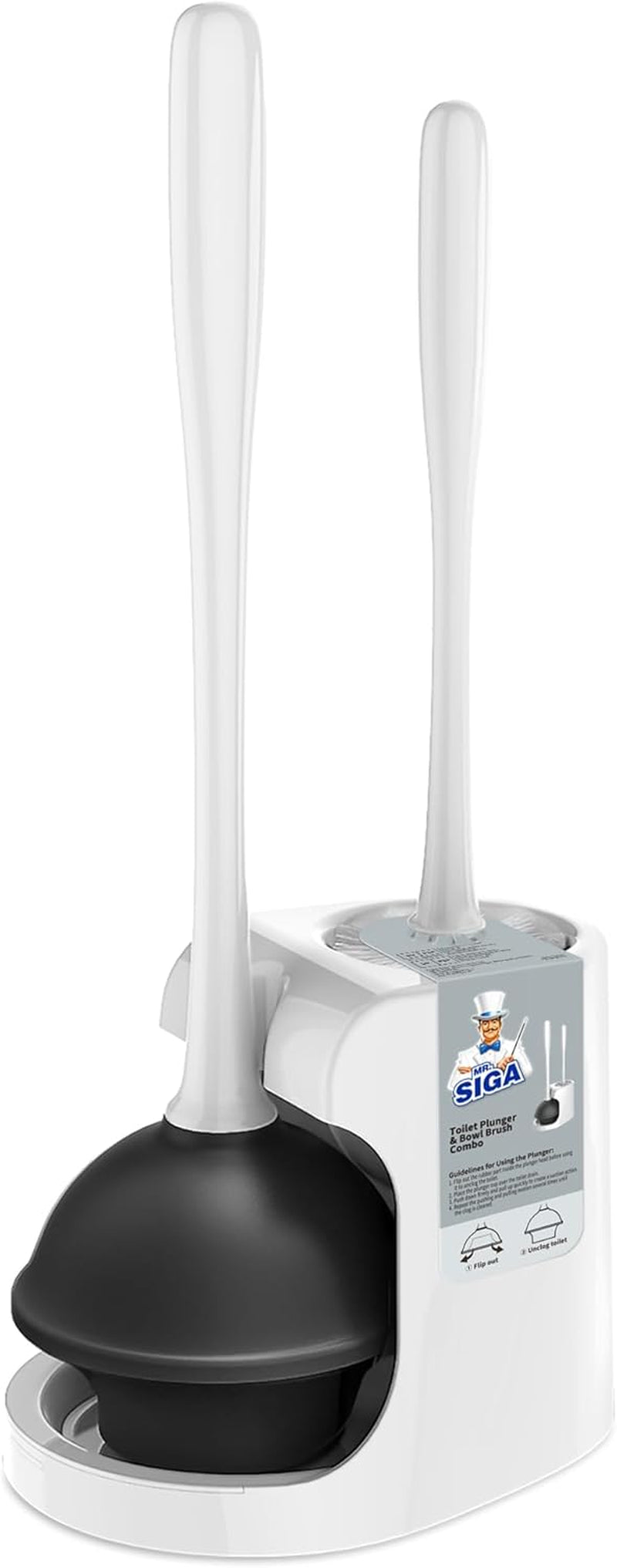 MR.SIGA Toilet Plunger and Bowl Brush Combo for Bathroom Cleaning, Black, 1 Set