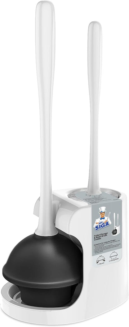 MR.SIGA Toilet Plunger and Bowl Brush Combo for Bathroom Cleaning, Black, 1 Set