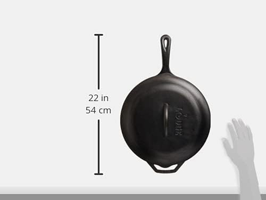 5 Quart Pre-Seasoned Cast Iron Deep Skillet with Lid - Signature Teardrop Handle & Assist Handle - Use in the Oven, on the Stove or Grill, or over a Campfire - Use to Sear, Sauté, Bake, Broil, Braise, Fry, or Grill - Black