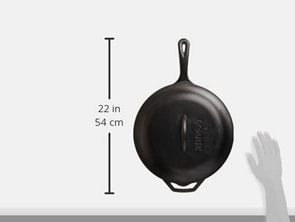 5 Quart Pre-Seasoned Cast Iron Deep Skillet with Lid - Signature Teardrop Handle & Assist Handle - Use in the Oven, on the Stove or Grill, or over a Campfire - Use to Sear, Sauté, Bake, Broil, Braise, Fry, or Grill - Black
