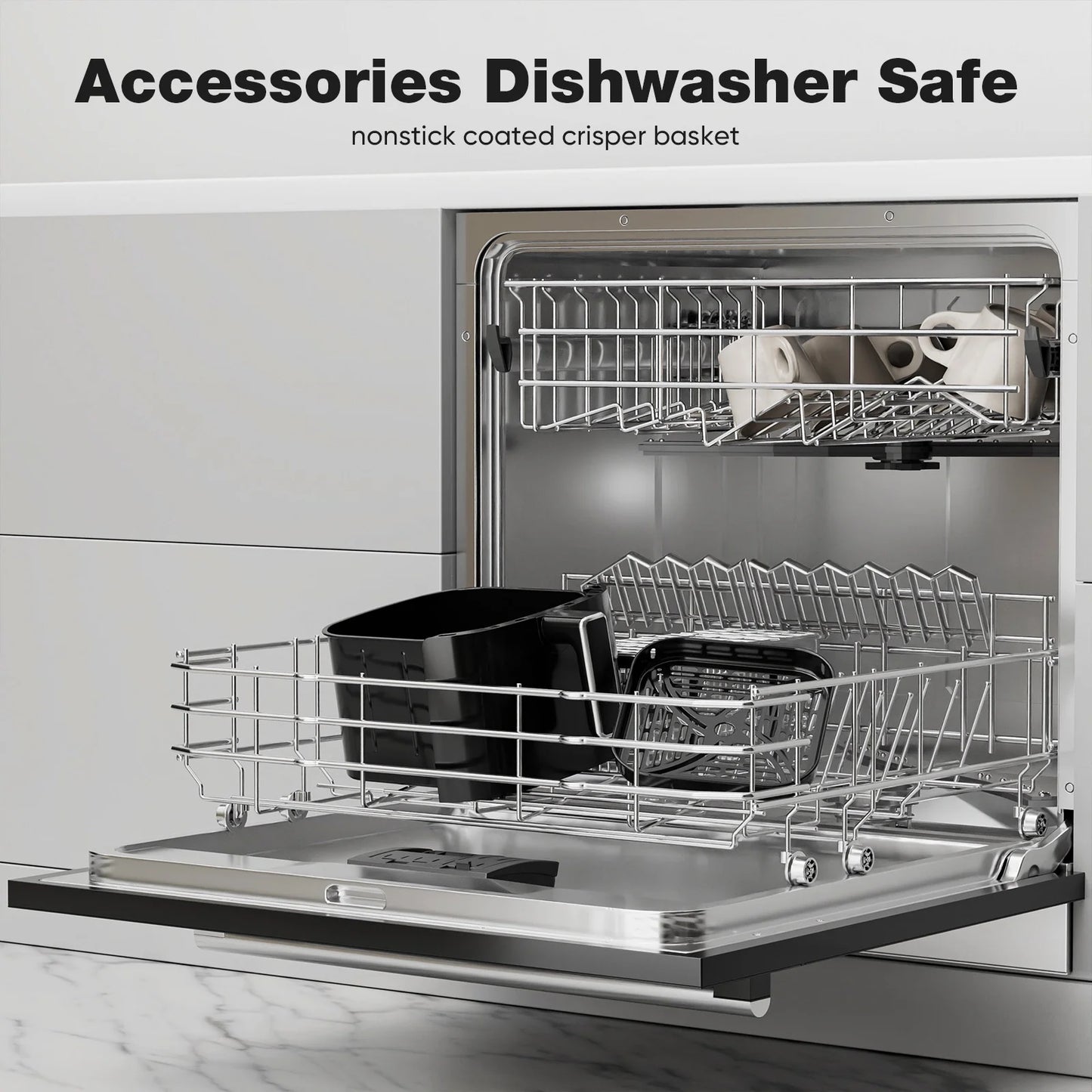 CONCETTA Air Fryer 6 Quart Capacity with Window Square Air Fryer 12-In-1 Air Fry, Roast, Reheat, Dehydrate, Bake, Steam with 400F Grey