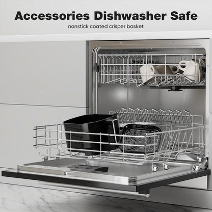 CONCETTA Air Fryer 6 Quart Capacity with Window Square Air Fryer 12-In-1 Air Fry, Roast, Reheat, Dehydrate, Bake, Steam with 400F Grey