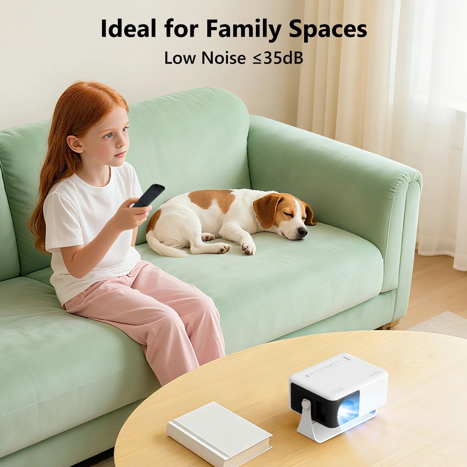 Cocobear Portable Mini Projector with Auto Keystone and 360 Degree Rotation, 720P Small Projector with Zoom, Plug and Play Compatible with Iphone Android HDMI USB TV Stick, Compact Home Theater Proje