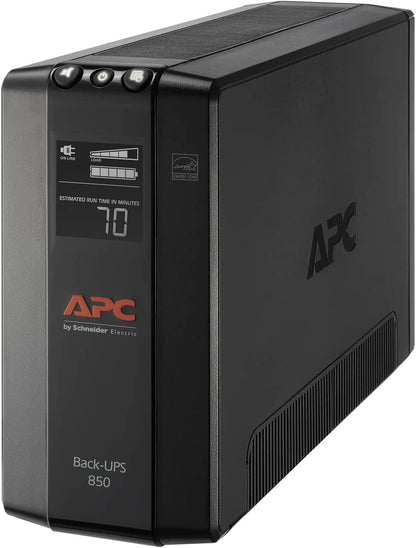 APC Back-Ups Pro 850VA UPS, 510W Battery Backup & Surge Protector, AVR, 8 Outlets (NEMA 5-15R), LCD Display, BX850M Uninterruptible Power Supply for Computers, Wi-Fi Routers, Home Office Electronics