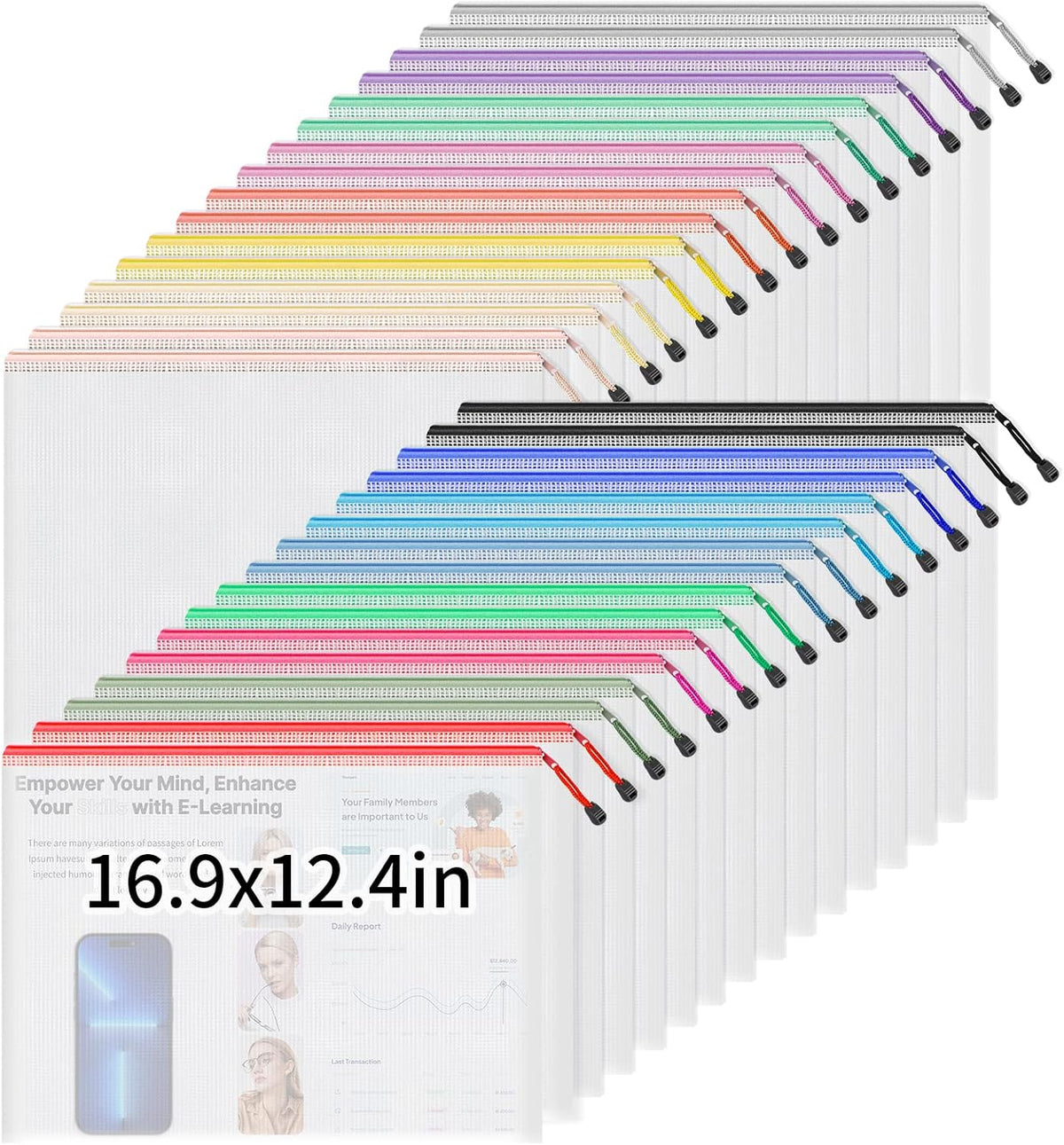 18-Pack Clear PVC Zipper Storage Bags – Large Reusable Organizer Pouches