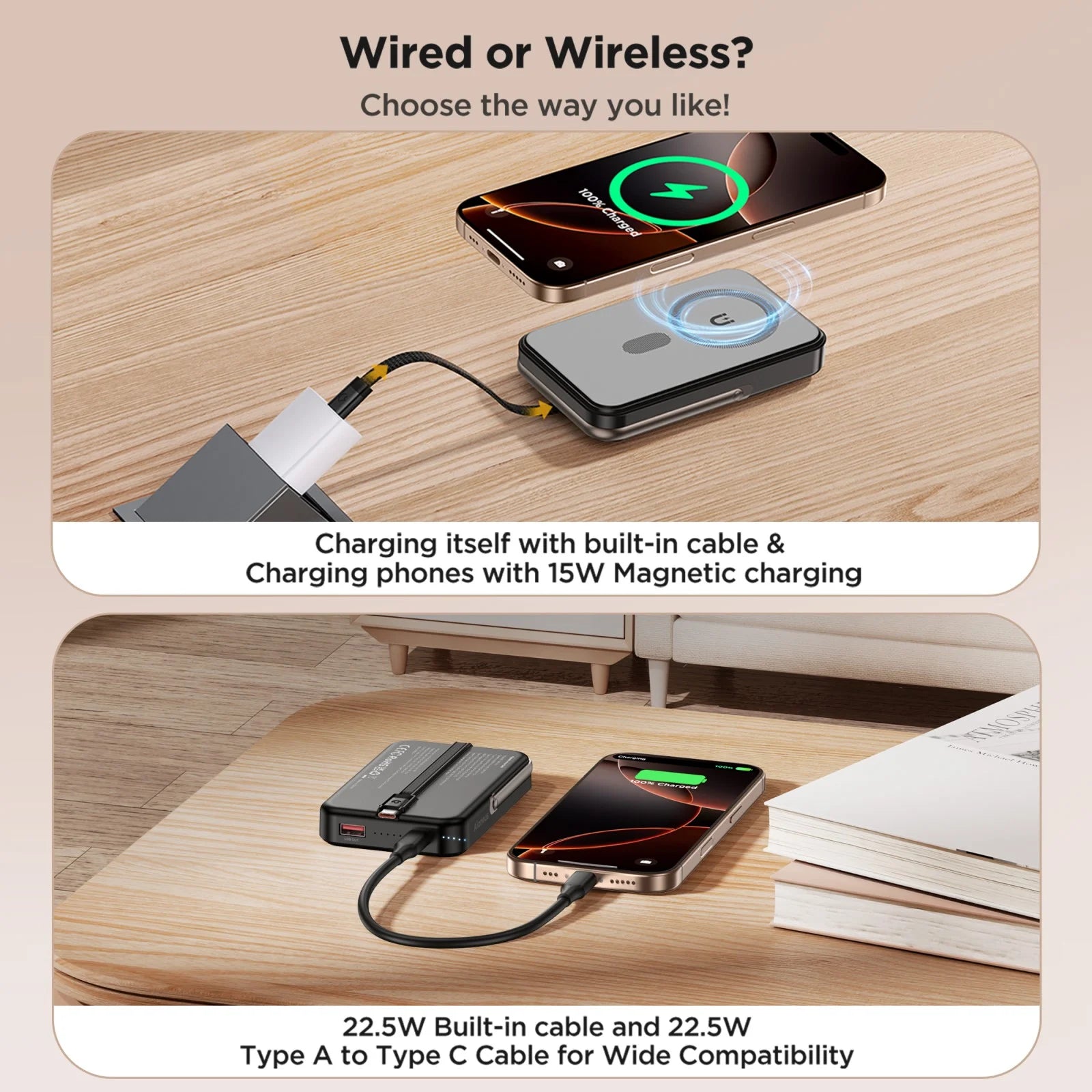 Aioneus Magnetic Power Bank 10K Wireless Portable Charger (20W)