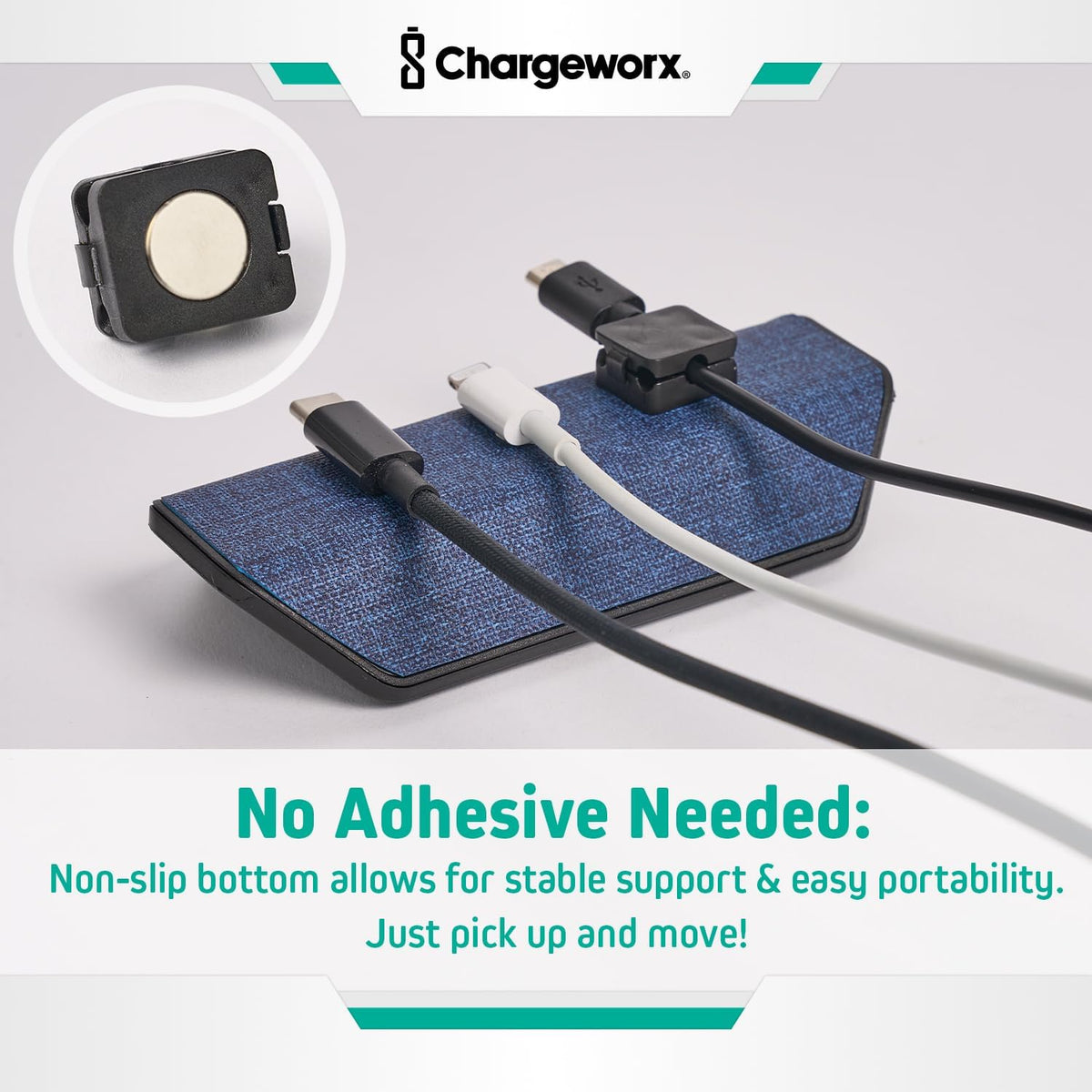 Viral Vault Magnetic Cable Holder — Weighted Base & 3 Magnetic Cable Clips