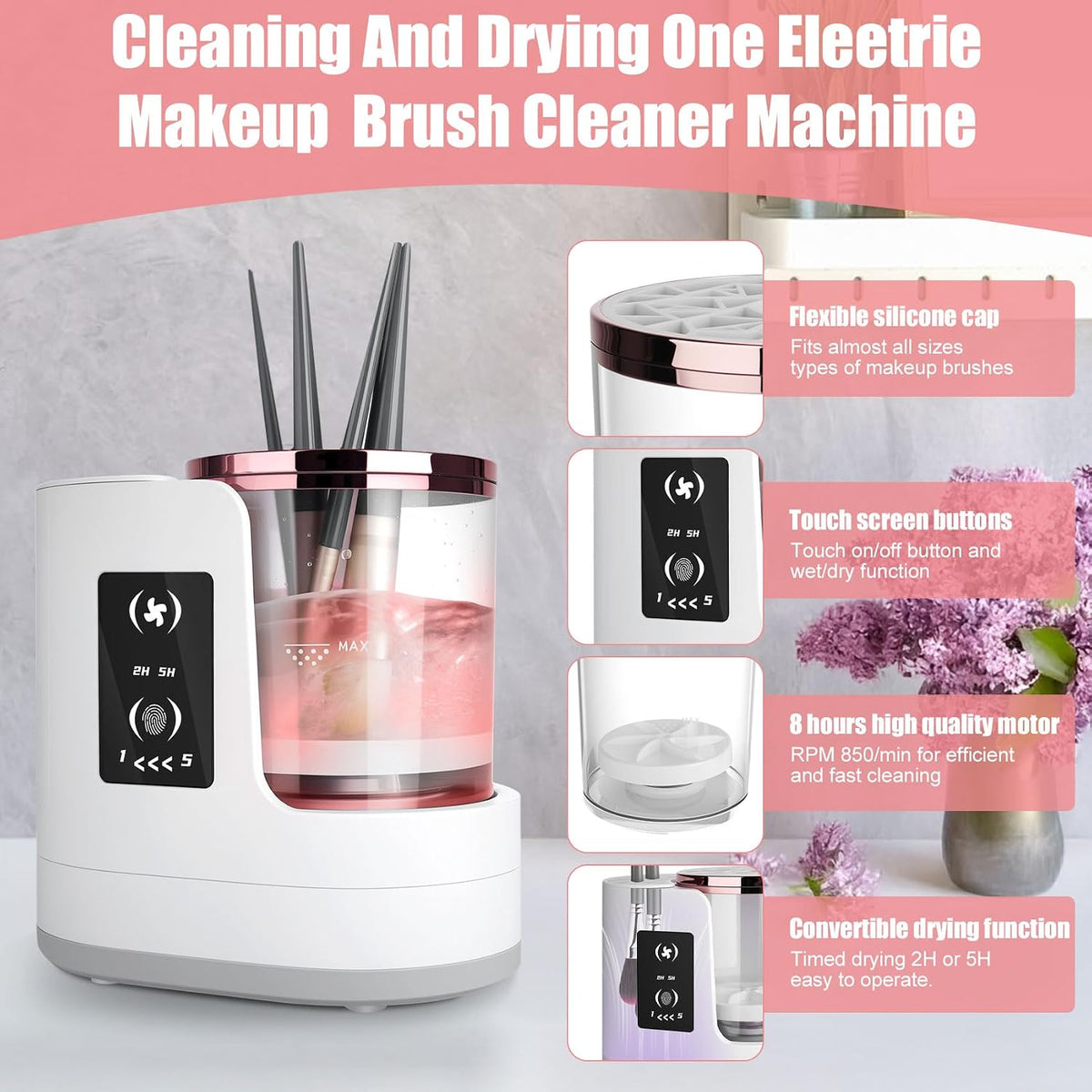 💄 Viral Vault™ Glam Spin™ — 3-in-1 Electric Makeup Brush Cleaner, Dryer & Holder