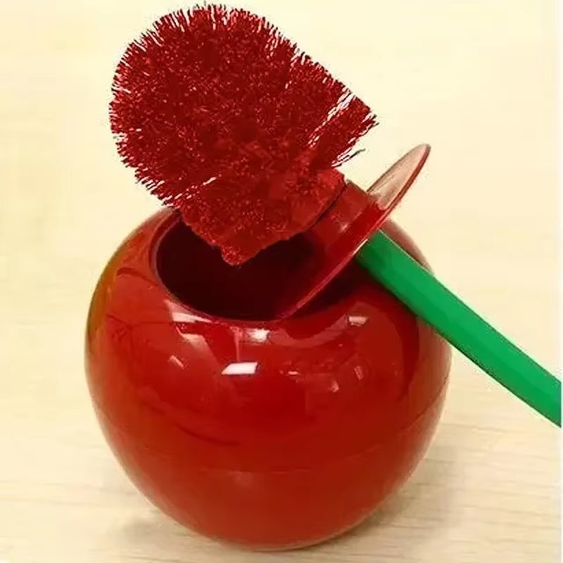 Red Cherry Shape Lavatory Toilet Brush Holder Set Red Toilet Brush Creative Toilet Holder Bathroom Accessories