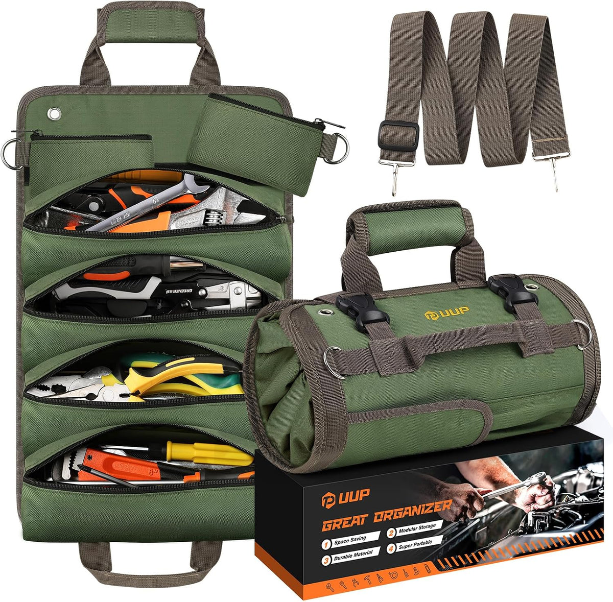 Viral Vault™ Tool Roll Pro — Portable Roll-Up Tool Organizer