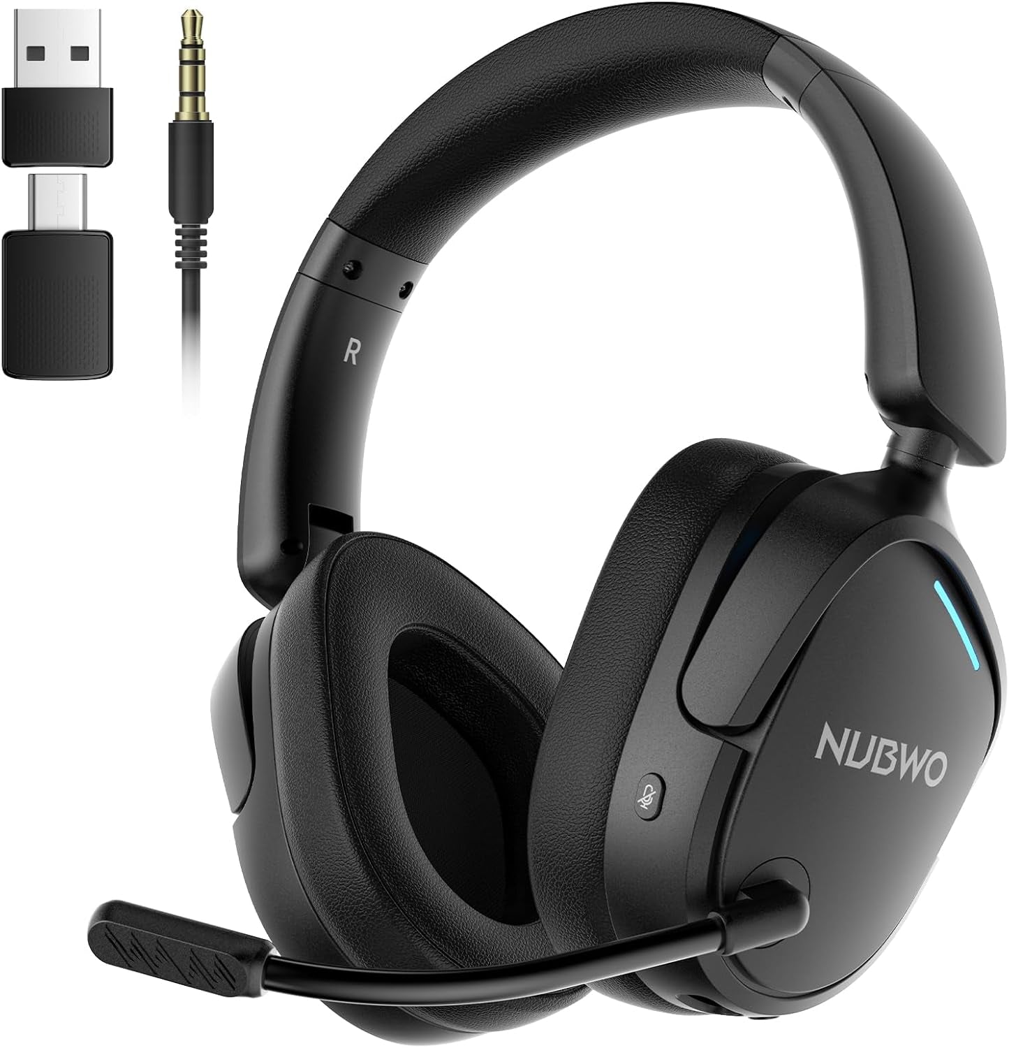 NUBWO Wireless Gaming Headset for PC, PS5, PS4, Connect to Game & Phone Simultaneously (2.4Ghz + Bluetooth), 3 EQ Modes, 50H Battery, PS5 Headset with Mic, Lightweight Foldable Headphones White/Black