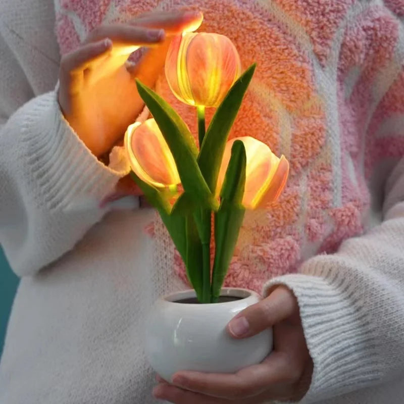 Vault Bloom™ LED Tulip Lamp Night Simulation Flower Atmosphere Desk Light Room Table Decoration Lamp Gift for Girl Friend