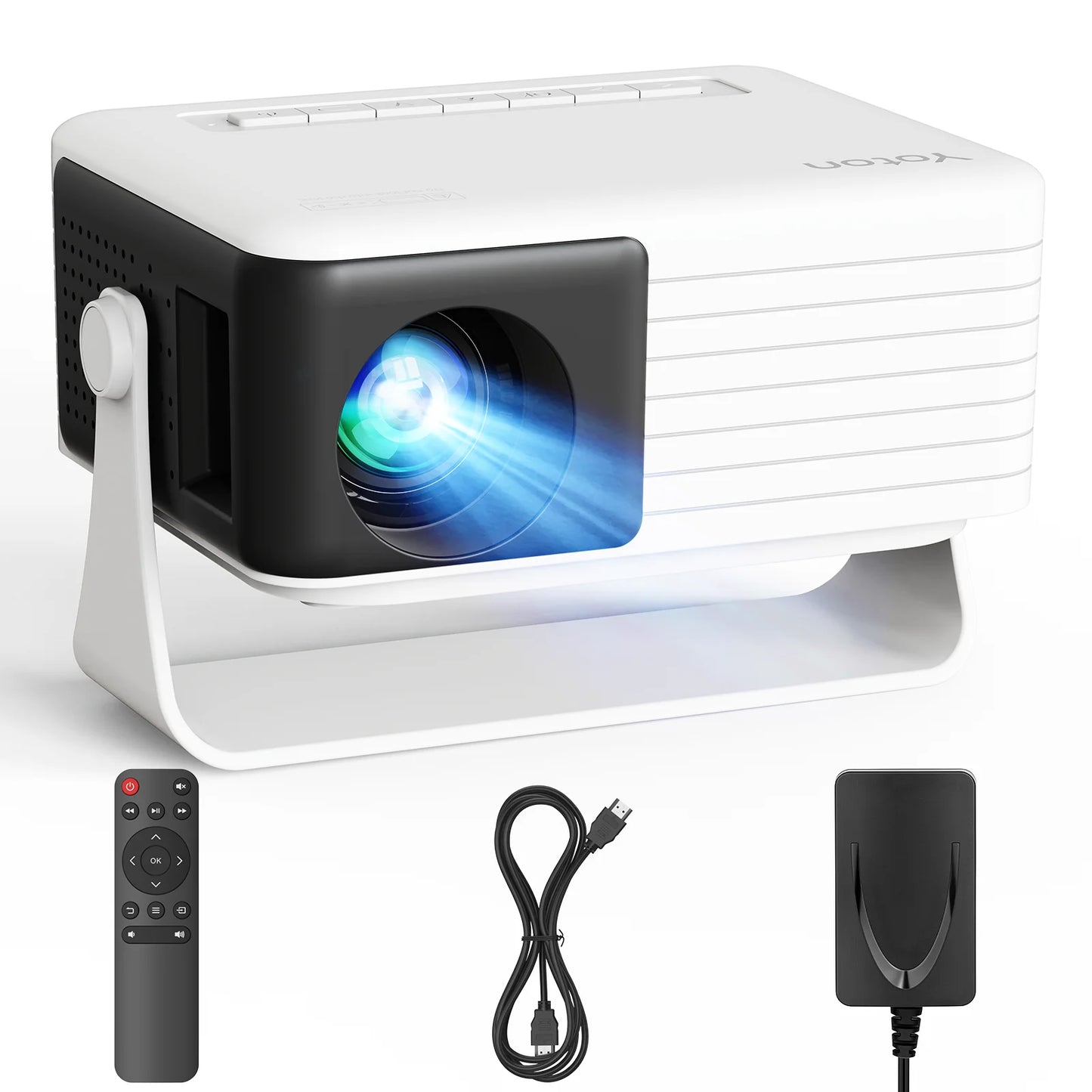 Cocobear Portable Mini Projector with Auto Keystone and 360 Degree Rotation, 720P Small Projector with Zoom, Plug and Play Compatible with Iphone Android HDMI USB TV Stick, Compact Home Theater Proje