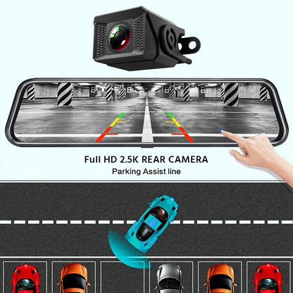 E-ACE 3K+2.5K DVR Mirror for 10"Dash Cam Recorder Optional Rear Camera Night Vision Hisllicon Chip GPS WIFI 24H Parking Monitor