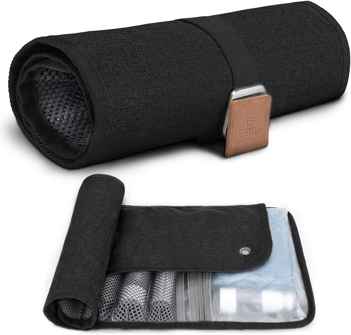 Men's Roll-Up Travel Toiletry Bag – 13 Pockets, Hanging Design & Wet-Dry Storage