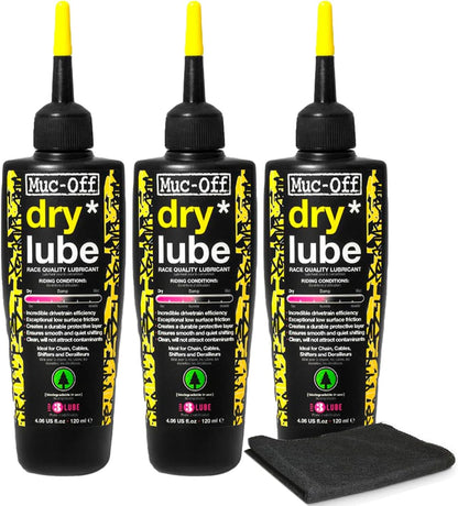 Muc-Off Bio Dry Bike Chain Lube with Microfiber Cloth | Wax-Based Formula for Smooth Gear Shifts | Creates Protective Layer and Reduces Friction