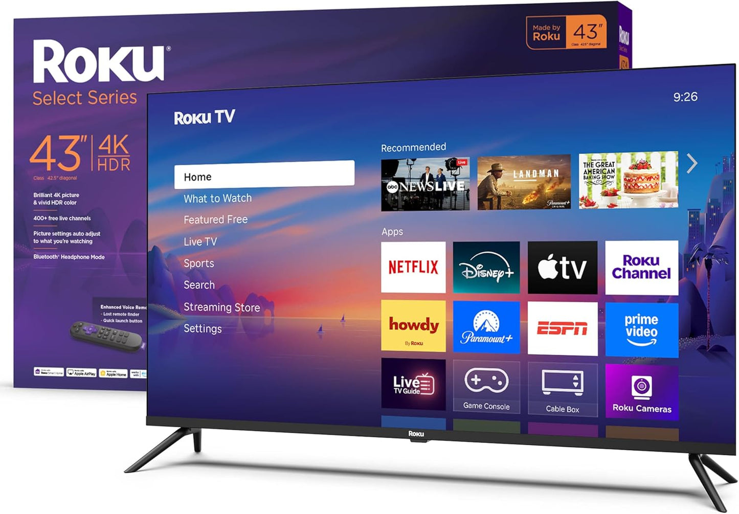 Roku Smart TV – 50-Inch Select Series, 4K HDR TV – Rokutv with Enhanced Voice Remote – Flat Screen LED Television with Wi-Fi for Streaming Live Local News, Sports, Family Entertainment