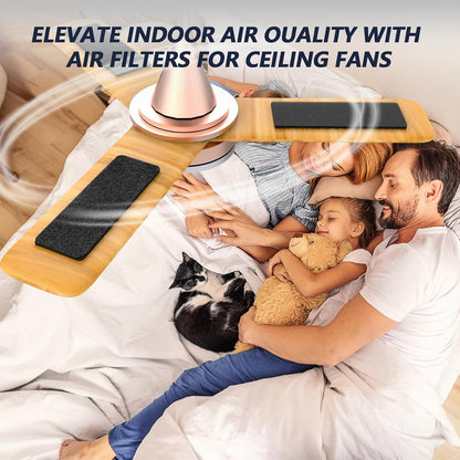 Ceiling Fan Filters for Blades, Carbon Air Filter Pads | 5 Pack Activated Coconut Shell Carbon, Peel and Stick, Unscented Air Purifier Pads, Helps Capture Household Dust Particles