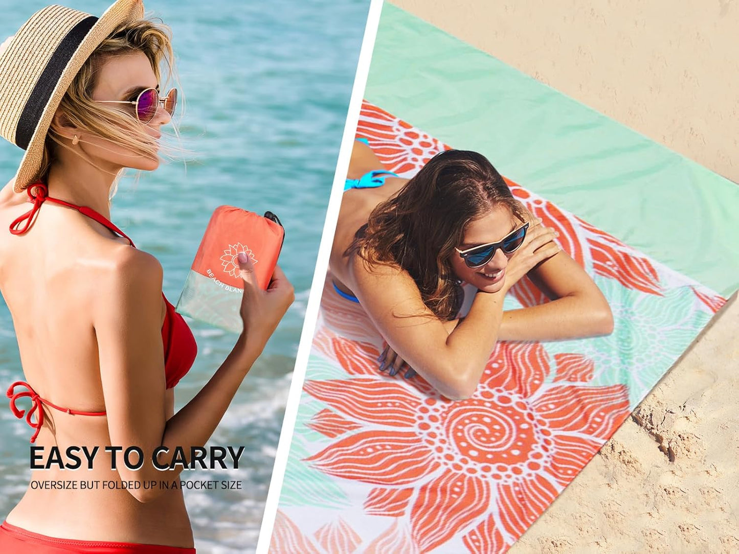 Coast Traveler™ / HIHOHO Beach Blanket Waterproof Sand proof Extra Large Beach Mat 79" X 83"/120"X108"For 1-8 Adults Quick Drying Durable Outdoor Picnic Mat for Beach Travel Camping Hiking