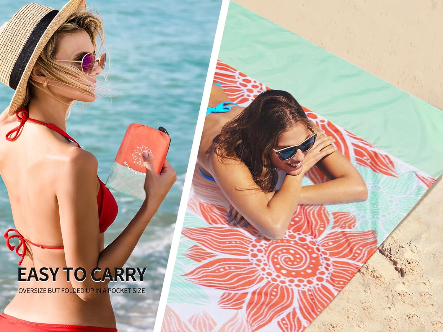 Coast Traveler™ / HIHOHO Beach Blanket Waterproof Sand proof Extra Large Beach Mat 79" X 83"/120"X108"For 1-8 Adults Quick Drying Durable Outdoor Picnic Mat for Beach Travel Camping Hiking