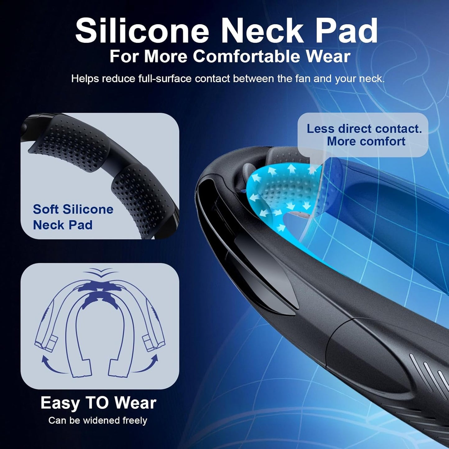 Power Breeze™ /  Portable Neck Fan with Reading Light, 6-Speed Wearable Fan, 6000Mah USB-C Rechargeable Hands Free Fan for Outdoor Work, Travel, Camping, Kitchen, Running - Black