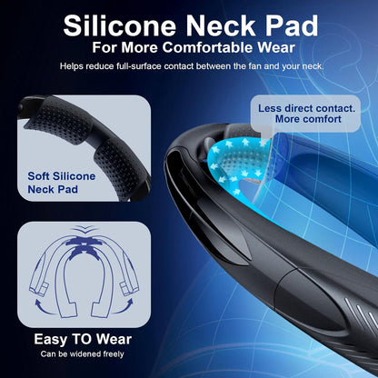 Power Breeze™ /  Portable Neck Fan with Reading Light, 6-Speed Wearable Fan, 6000Mah USB-C Rechargeable Hands Free Fan for Outdoor Work, Travel, Camping, Kitchen, Running - Black