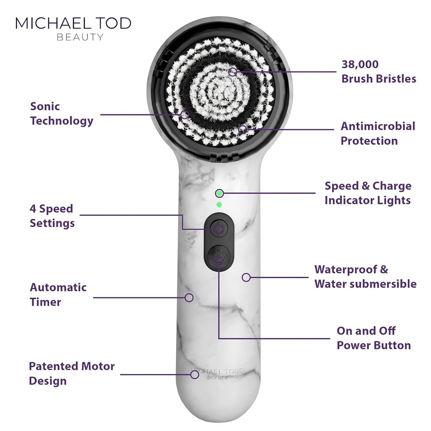Vault skin care collection brings you Michael Todd Beauty Soniclear Allure 2024 Best of Beauty Winner Facial Cleansing + Exfoliation Brush System with Antimicrobial Protected Bristles, 4 Speeds, Serum Infusion Head + Travel Case