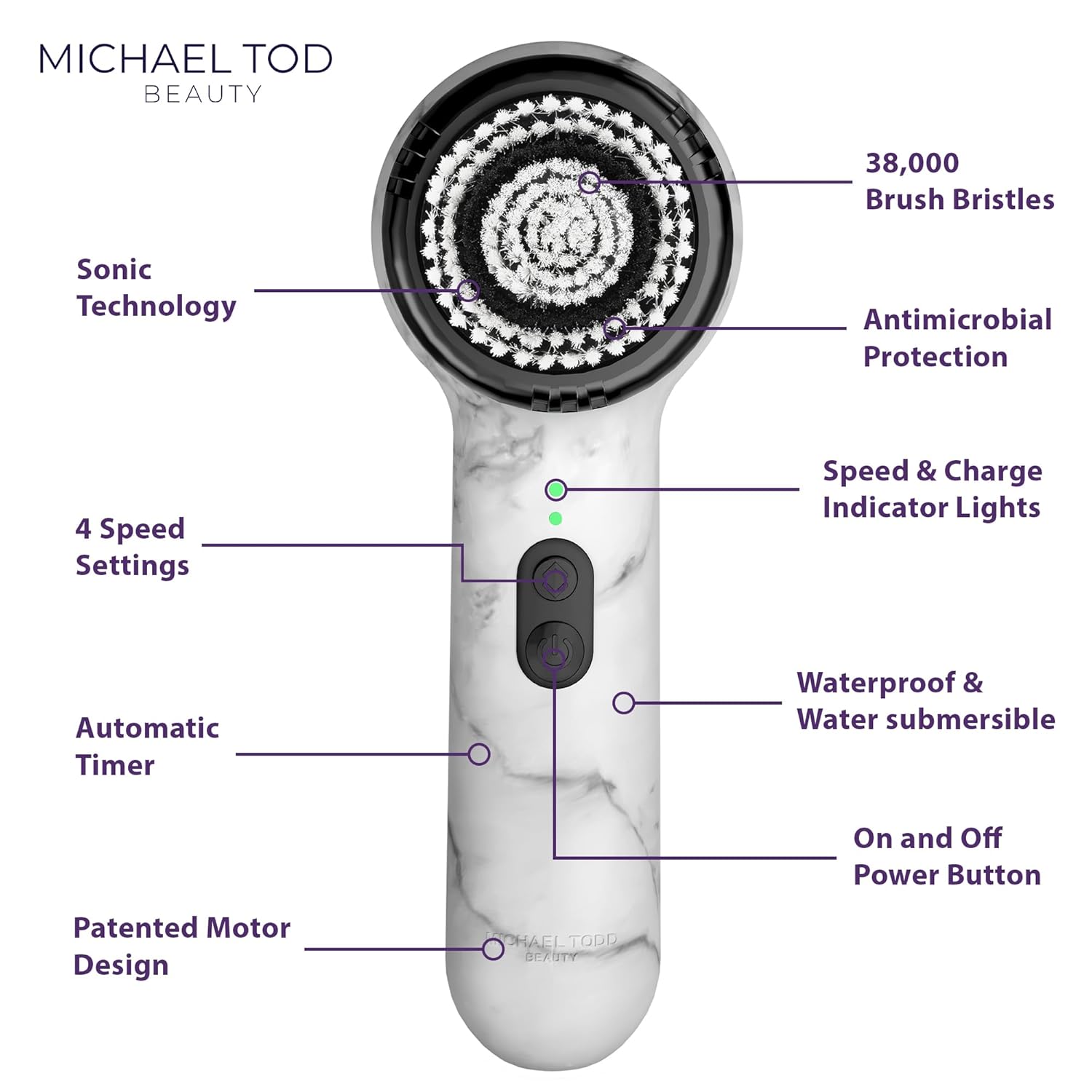 Vault skin care collection brings you Michael Todd Beauty Soniclear Allure 2024 Best of Beauty Winner Facial Cleansing + Exfoliation Brush System with Antimicrobial Protected Bristles, 4 Speeds, Serum Infusion Head + Travel Case