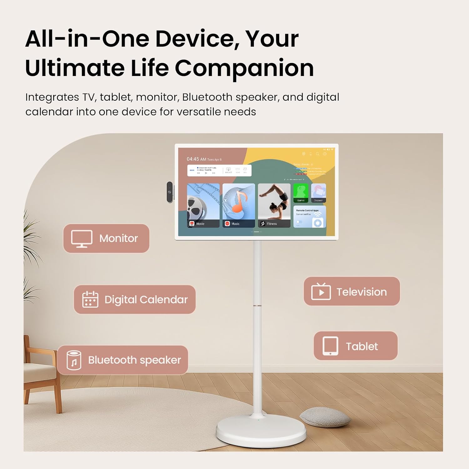 Apolosign 32'' UHD 4K Smart Portable TV 2Nd Gen, 16(8+8) GB RAM+256GB, Android 16, Edla-Certified, Portable Touch Screen Monitor, Built-In 15000Mah Battery, Full Swivel Rotation, Voice Remote Control