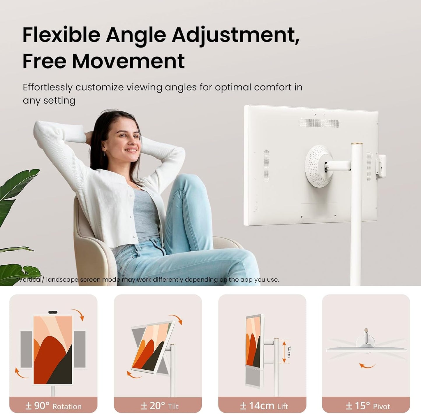 Apolosign 32'' UHD 4K Smart Portable TV 2Nd Gen, 16(8+8) GB RAM+256GB, Android 16, Edla-Certified, Portable Touch Screen Monitor, Built-In 15000Mah Battery, Full Swivel Rotation, Voice Remote Control