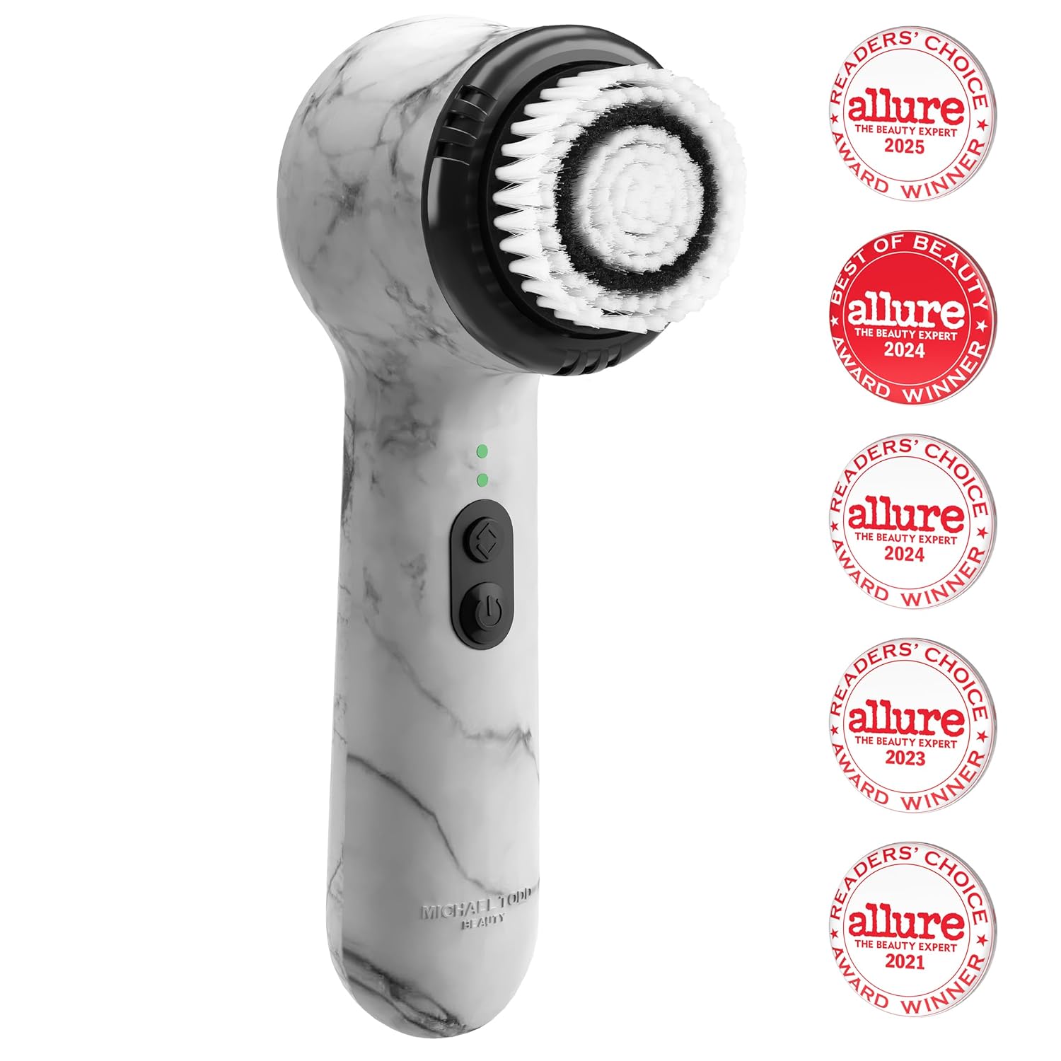Vault skin care collection brings you Michael Todd Beauty Soniclear Allure 2024 Best of Beauty Winner Facial Cleansing + Exfoliation Brush System with Antimicrobial Protected Bristles, 4 Speeds, Serum Infusion Head + Travel Case