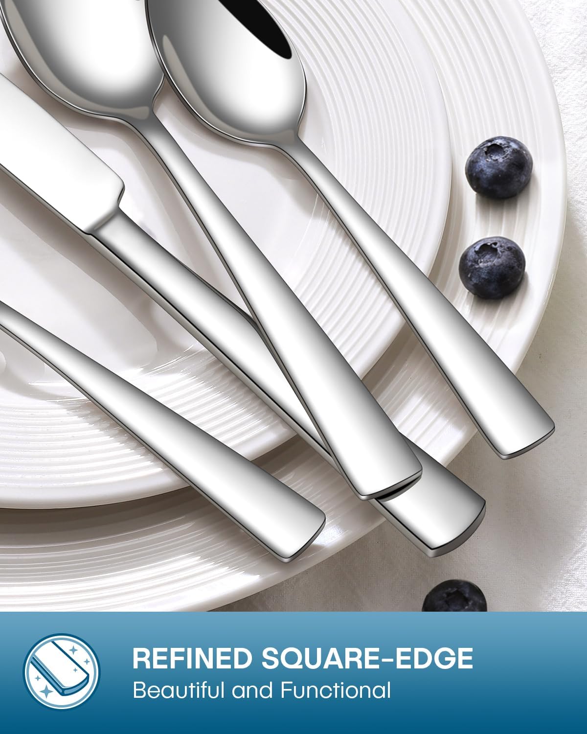 Stapava 20 Piece Silverware Set, Food-Grade Stainless Steel Flatware Sets for 4 Mirror Polished Cutlery Utensil Sets Include Dinner Knives Spoons and Forks Set Dishwasher Safe for Home Restaurant