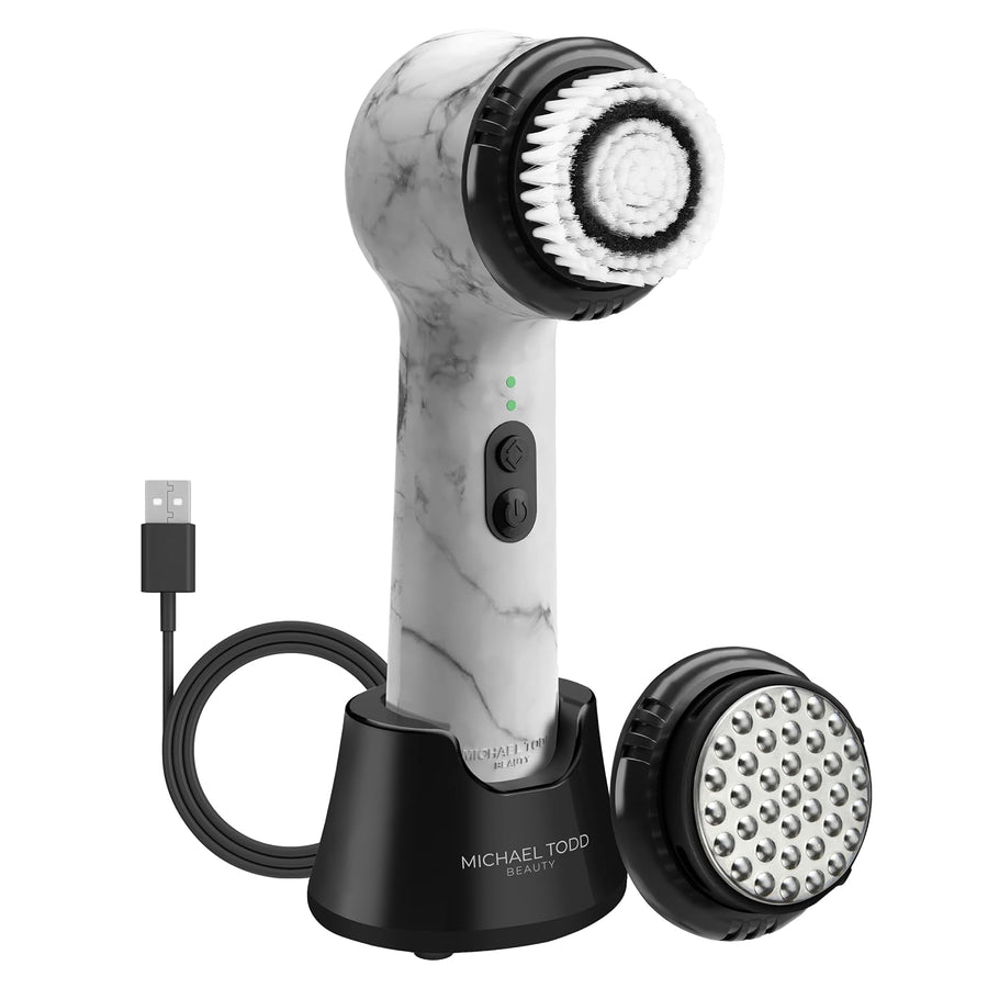 Vault skin care collection brings you Michael Todd Beauty Soniclear Allure 2024 Best of Beauty Winner Facial Cleansing + Exfoliation Brush System with Antimicrobial Protected Bristles, 4 Speeds, Serum Infusion Head + Travel Case